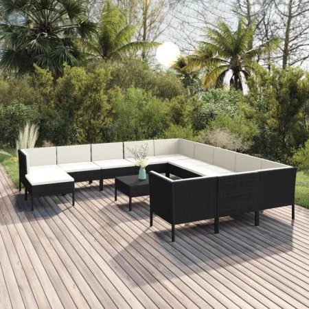 13-piece garden furniture set with black synthetic rattan cushions by vidaXL, Garden sets - Ref: Foro24-3094528, Price: 1,00 ...