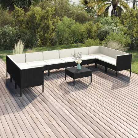 Garden furniture set 11 pieces black synthetic rattan cushions by vidaXL, Garden sets - Ref: Foro24-3094632, Price: 894,93 €,...