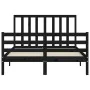 Bed frame with black solid wood headboard 120x200 cm by vidaXL, Beds and slatted bases - Ref: Foro24-3193790, Price: 157,41 €...