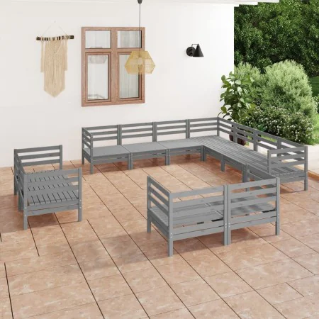 11-piece solid pine wood garden furniture set in gray. by vidaXL, Garden sets - Ref: Foro24-3083216, Price: 645,39 €, Discoun...