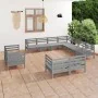 11-piece solid pine wood garden furniture set in gray. by vidaXL, Garden sets - Ref: Foro24-3083216, Price: 645,39 €, Discoun...