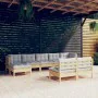 Garden furniture set 9 pieces and gray pine wood cushions by vidaXL, Garden sets - Ref: Foro24-3097102, Price: 667,06 €, Disc...