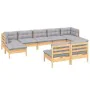 Garden furniture set 9 pieces and gray pine wood cushions by vidaXL, Garden sets - Ref: Foro24-3097102, Price: 667,06 €, Disc...