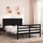 Bed frame with black solid wood headboard 120x200 cm by vidaXL, Beds and slatted bases - Ref: Foro24-3194505, Price: 165,73 €...