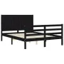 Bed frame with black solid wood headboard 120x200 cm by vidaXL, Beds and slatted bases - Ref: Foro24-3194505, Price: 165,73 €...