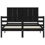 Bed frame with black solid wood headboard 120x200 cm by vidaXL, Beds and slatted bases - Ref: Foro24-3194505, Price: 165,73 €...