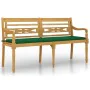 Batavia Bank mit grünem Kissen aus massivem Teakholz 150 cm von vidaXL, Gartenbänke - Ref: Foro24-3100831, Preis: 233,63 €, R...