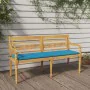 Batavia bench with blue cushion solid teak wood 150 cm by vidaXL, garden benches - Ref: Foro24-3100830, Price: 234,96 €, Disc...