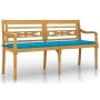 Batavia bench with blue cushion solid teak wood 150 cm by vidaXL, garden benches - Ref: Foro24-3100830, Price: 234,96 €, Disc...