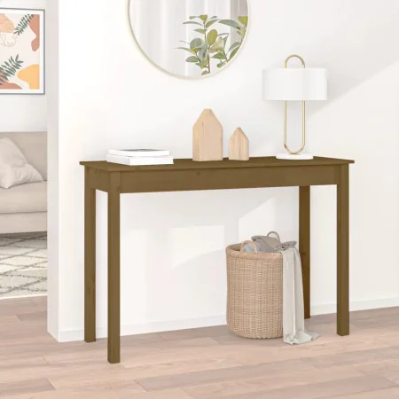 Honey brown solid pine wood console table 110x40x75 cm by vidaXL, Side tables - Ref: Foro24-814242, Price: 73,39 €, Discount: %