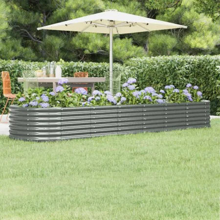 Gray powder coated steel flower bed planter 296x80x36 cm by vidaXL, Pots and planters - Ref: Foro24-318924, Price: 62,40 €, D...