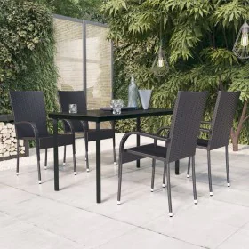 Juego de comedor de jardín 5 piezas negro de vidaXL, Conjuntos de jardín - Ref: Foro24-3099379, Precio: 321,11 €, Descuento: %