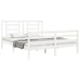 Double bed frame with white solid wood headboard by vidaXL, Beds and slatted bases - Ref: Foro24-3194707, Price: 136,98 €, Di...