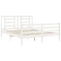 Double bed frame with white solid wood headboard by vidaXL, Beds and slatted bases - Ref: Foro24-3194707, Price: 136,98 €, Di...