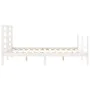 Double bed frame with white solid wood headboard by vidaXL, Beds and slatted bases - Ref: Foro24-3194707, Price: 136,98 €, Di...