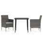 Juego de comedor de jardín 3 piezas con cojines gris y negro de vidaXL, Conjuntos de jardín - Ref: Foro24-3099311, Precio: 22...