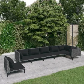 7-teilige Gartensofas und dunkelgraue Kissen aus synthetischem Rattan von vidaXL, Gartensets - Ref: Foro24-3099854, Preis: 65...