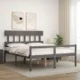 Double bed for seniors gray solid wood headboard by vidaXL, Beds and slatted bases - Ref: Foro24-3195423, Price: 159,47 €, Di...