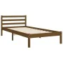 Estructura cama con cabecero madera maciza marrón miel 90x200cm de vidaXL, Camas y somieres - Ref: Foro24-3194364, Precio: 11...