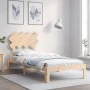 Bed frame with solid wood headboard 90x200 cm by vidaXL, Beds and slatted bases - Ref: Foro24-3193711, Price: 87,12 €, Discou...