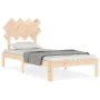 Bed frame with solid wood headboard 90x200 cm by vidaXL, Beds and slatted bases - Ref: Foro24-3193711, Price: 87,12 €, Discou...