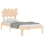 Bed frame with solid wood headboard 90x200 cm by vidaXL, Beds and slatted bases - Ref: Foro24-3193711, Price: 87,12 €, Discou...