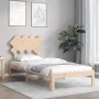 Bed frame with solid wood headboard 90x200 cm by vidaXL, Beds and slatted bases - Ref: Foro24-3193711, Price: 87,12 €, Discou...