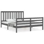 Estructura de cama matrimonio con cabecero madera maciza gris de vidaXL, Camas y somieres - Ref: Foro24-3194253, Precio: 156,...