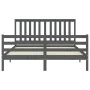 Estructura de cama matrimonio con cabecero madera maciza gris de vidaXL, Camas y somieres - Ref: Foro24-3194253, Precio: 156,...