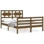 Honey brown solid wood bed frame and headboard 140x200 cm by vidaXL, Beds and slatted bases - Ref: Foro24-3194444, Price: 160...