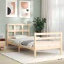 Bed frame with solid wood headboard 90x200 cm by vidaXL, Beds and slatted bases - Ref: Foro24-3194816, Price: 96,09 €, Discou...