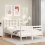 White solid wood bed frame with headboard 120x200 cm by vidaXL, Beds and slatted bases - Ref: Foro24-3193917, Price: 122,19 €...