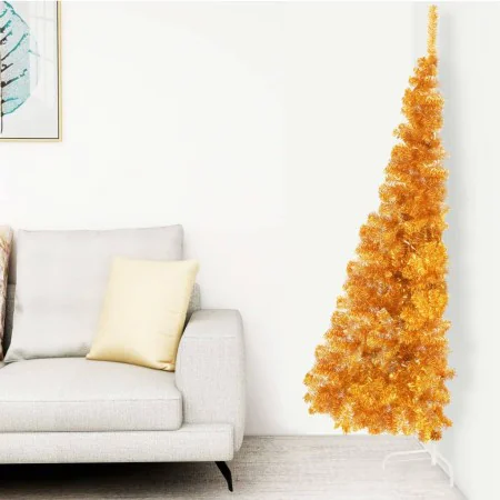 Half artificial Christmas tree with golden PVC support 210 cm by vidaXL, Christmas trees - Ref: Foro24-344693, Price: 30,26 €...