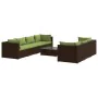 Gartensofa 8 Stück und Kissen aus braunem synthetischem Rattan von vidaXL, Gartensets - Ref: Foro24-3101508, Preis: 846,66 €,...