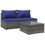 3-piece garden furniture set with gray synthetic rattan cushions by vidaXL, Garden sets - Ref: Foro24-3101406, Price: 215,37 ...