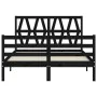 Double bed frame with black solid wood headboard by vidaXL, Beds and slatted bases - Ref: Foro24-3194350, Price: 141,78 €, Di...