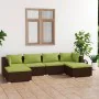 Garden furniture set 6 pieces with brown synthetic rattan cushions by vidaXL, Garden sets - Ref: Foro24-3101804, Price: 516,2...