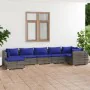 7-teiliges Gartensofa-Set und graue synthetische Rattankissen von vidaXL, Gartensets - Ref: Foro24-3101830, Preis: 496,31 €, ...