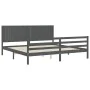 Gray solid wood bed frame with headboard 200x200 cm by vidaXL, Beds and slatted bases - Ref: Foro24-3194788, Price: 185,31 €,...