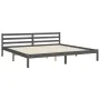 Gray solid wood bed frame with headboard 200x200 cm by vidaXL, Beds and slatted bases - Ref: Foro24-3194788, Price: 185,31 €,...