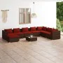 Garden furniture set 9 pieces with brown synthetic rattan cushions by vidaXL, Garden sets - Ref: Foro24-3101867, Price: 773,1...