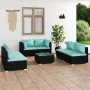 Gartenmöbelset 7-tlg. und Kissen Kunststoff Rattan schwarz von vidaXL, Gartensets - Ref: Foro24-3102225, Preis: 664,91 €, Rab...