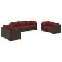 Garden furniture set 7 pieces with brown synthetic rattan cushions by vidaXL, Garden sets - Ref: Foro24-3102267, Price: 548,8...