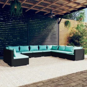 Garden furniture set 10 pieces black synthetic rattan cushions by vidaXL, Garden sets - Ref: Foro24-3102433, Price: 1,00 €, D...