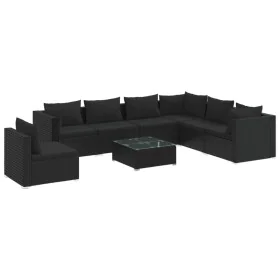 Gartenmöbelset 8-teilig und Kissen Kunststoff Rattan schwarz von vidaXL, Gartensets - Ref: Foro24-3102360, Preis: 798,26 €, R...