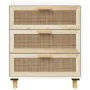 Weißes Sideboard aus massiver Kiefer und natürlichem Rattan 60x30x70 cm von vidaXL, Sideboards - Ref: Foro24-345633, Preis: 1...