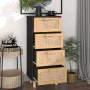 Schwarzes Sideboard aus massivem Kiefernholz und natürlichem Rattan, 40 x 30 x 90 cm von vidaXL, Sideboards - Ref: Foro24-345...