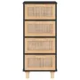 Schwarzes Sideboard aus massivem Kiefernholz und natürlichem Rattan, 40 x 30 x 90 cm von vidaXL, Sideboards - Ref: Foro24-345...