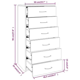 Sideboard mit 6 Schubladen, sonomagraues Sperrholz, 50 x 34 x 96 cm von vidaXL, Sideboards - Ref: Foro24-815364, Preis: 89,79...