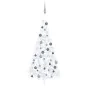 Halber Weihnachtsbaum mit Lichtern und weißen Kugeln 120 cm von vidaXL, Weihnachtsbäume - Ref: Foro24-3077657, Preis: 64,76 €...